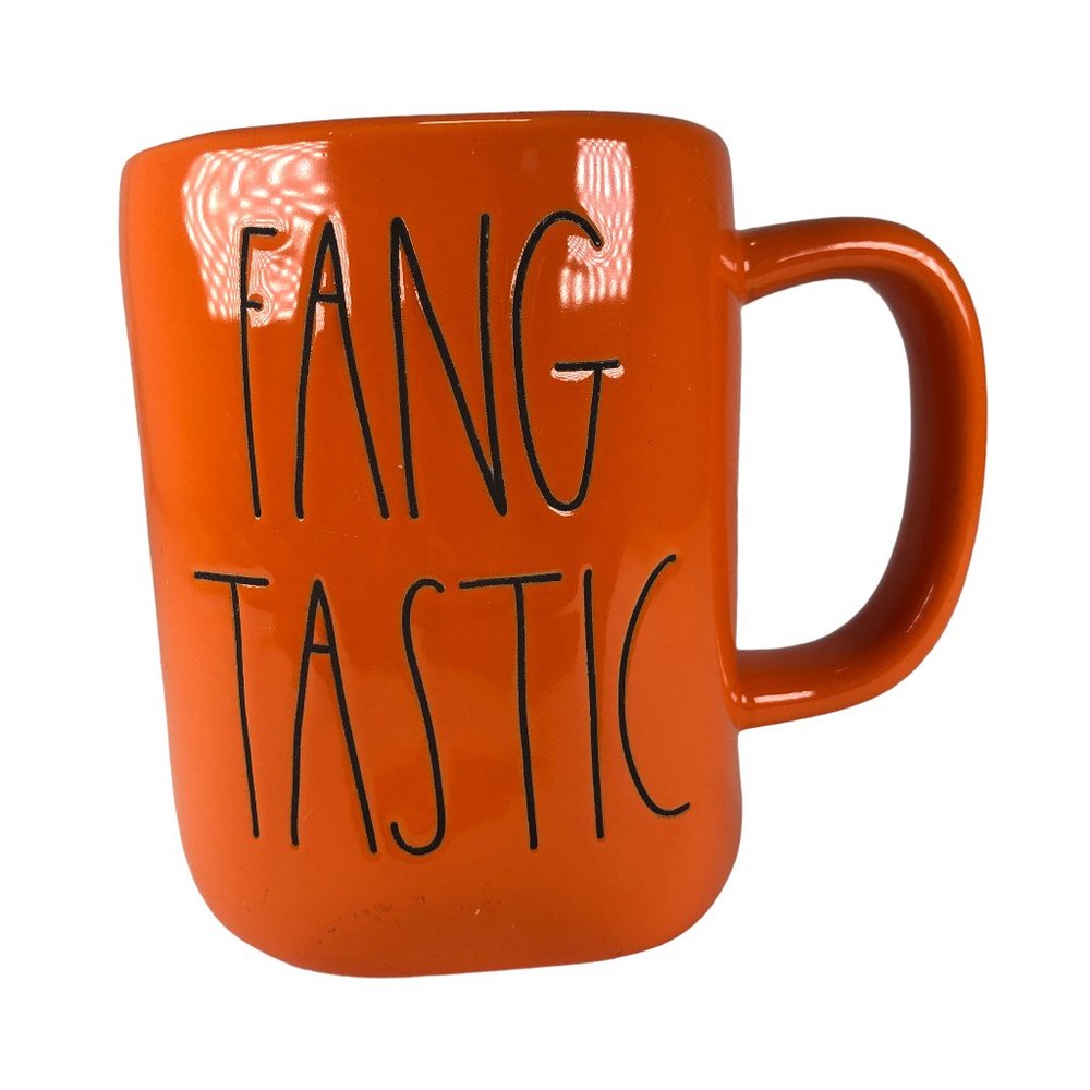 Rae Dunn Orange Fang Tastic Mug Ceramic Cup Halloween Horror True Blood Vampire